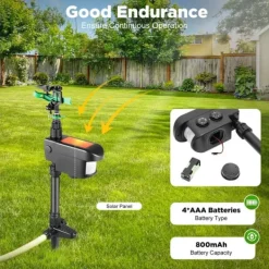 Outlet Solcellsdriven djurskrämma - Rörelseaktiverad sprinkler - Sprutvinkel 0–270° - IPX4 Stänkskydd - ABS-material - Vikt 0,8 kg - För trädgård Insektsmedel & Djuravvisande Medel