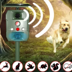 Solcellsdriven skadedjursskrämma med ultraljud, rörelsesensor och ljud Insektsmedel & Djuravvisande Medel