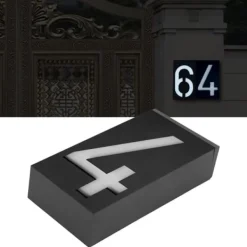 Best Soldriven LED-nummerskylt för utomhushus, hotell, butiksdörr - adresslampa (nummer 4) Adresskyltar & Husnummer