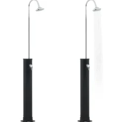 Soldusch med solenergi - Utedusch i rostfritt stål | Färg: Svart | Storlek: 214 cm | Volym: 20 L