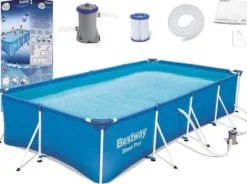 Discount Sommarglädje garanterad med denna stora ovanmarkspool - Komplett med pump, filter och reparationssats Pooler