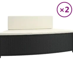 Outlet Spabänk med dynor 2 st svart konstrotting Spa & Utomhusbad