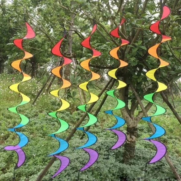 Spiral Rainbow Wind Strip Väderkvarn Färgglad Vindklocka för Trädgård Hem Utomhus Camping Tält Dekoration