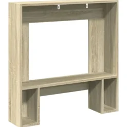 Best Spiselkrans i sonoma-ek med hylla för LED-låga | Storlek: 81x18x82 cm Öppna Spisar