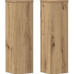vidaXL Stöd för växter i ingenjörsträ - - 2 delar - Hantverks-ek - Rå - 17x17x60 cm