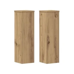 vidaXL Stöd för växter i ingenjörsträ - - 2 delar - Hantverks-ek - Rå - 17x17x60 cm