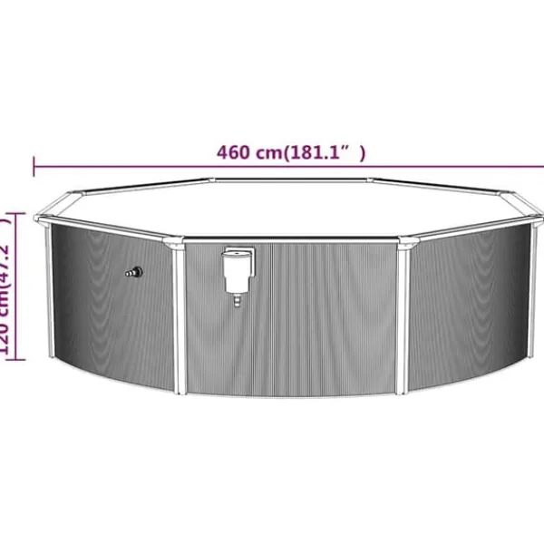 Stålväggspool 460x120 cm - Slitstark och vacker | Färg: Vit | Storlek: 460x120 cm