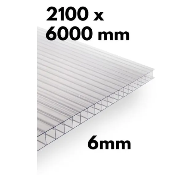 Outlet Stycke av växthusflerväggsplåt / klar polykarbonat 700x1500mm - 4mm, 2st. Växthus
