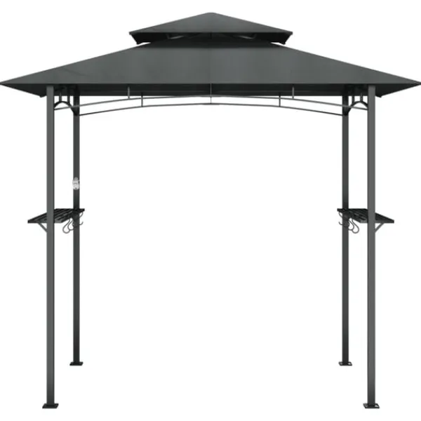 vidaXL Tak för grill med sidohyllor antracit 240x150x243 cm stål