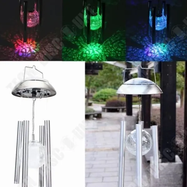 TD® Solar Ball Trädgårdsljus glas och klockspel/RGB-lampa vindklocka rostfritt stål Vattentät/dekoration