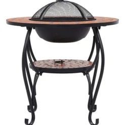 Online The Living Store Eldfat med mosaikbord terrakotta 68 cm keramik - Öppna spisar Öppna Spisar