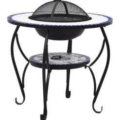 Sale The Living Store Eldfat med mosaikbord blå och vit 68 cm keramik - Öppna spisar Öppna Spisar