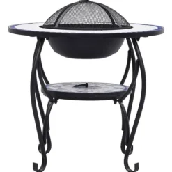 Sale The Living Store Eldfat med mosaikbord blå och vit 68 cm keramik - Öppna spisar Öppna Spisar