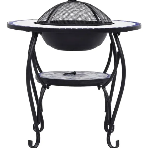 Sale The Living Store Eldfat med mosaikbord blå och vit 68 cm keramik - Öppna spisar Öppna Spisar