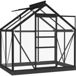 The Living Store Glasväxthus antracit 155x103x191 cm aluminium - Växthus Växthus