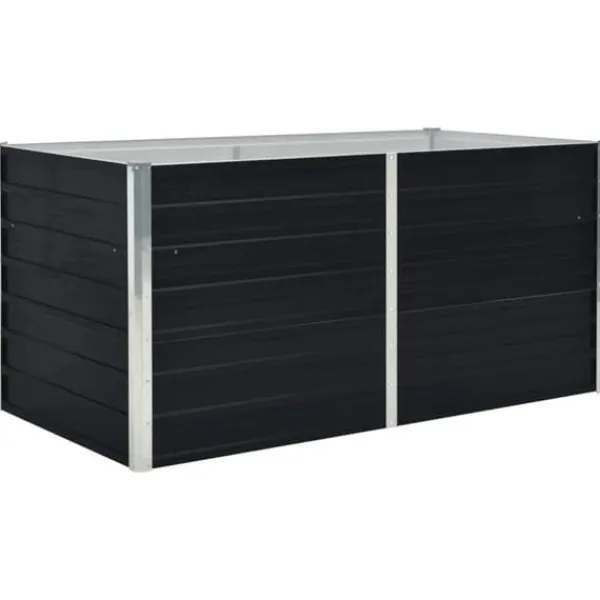 The Living Store Odlingslåda 160x80x45 cm galvaniserat stål antracit - Krukor & odlingslådor