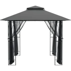 The Living Store Paviljong med sidoväggar antracit 300x300x270 cm stål - Partytält & paviljoner