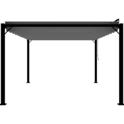 The Living Store Paviljong med lamelltak 3x4 m antracit tyg och aluminium - Partytält & paviljoner