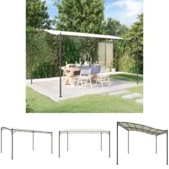 Discount The Living Store Paviljong gräddvit 4x3 m 180 g/m² tyg och stål - Partytält & paviljoner Valvbågar, Spaljéer, Bersåer & Pergolor