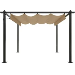 The Living Store Paviljong med infällbart tak 3x3 m taupe - Partytält & paviljoner Valvbågar, Spaljéer, Bersåer & Pergolor
