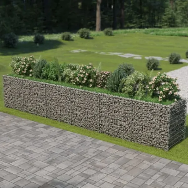 Discount The Living Store Planteringsgabion upphöjd galvaniserat stål 540x90x100 cm - Krukor & odlingslådor Krukor & Växtbehållare