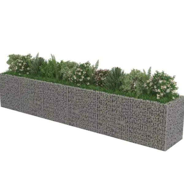 Discount The Living Store Planteringsgabion upphöjd galvaniserat stål 540x90x100 cm - Krukor & odlingslådor Krukor & Växtbehållare
