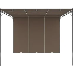 Discount The Living Store Trädgårdspaviljong med draperier 4x3x2,25 m taupe - Partytält & paviljoner Valvbågar, Spaljéer, Bersåer & Pergolor