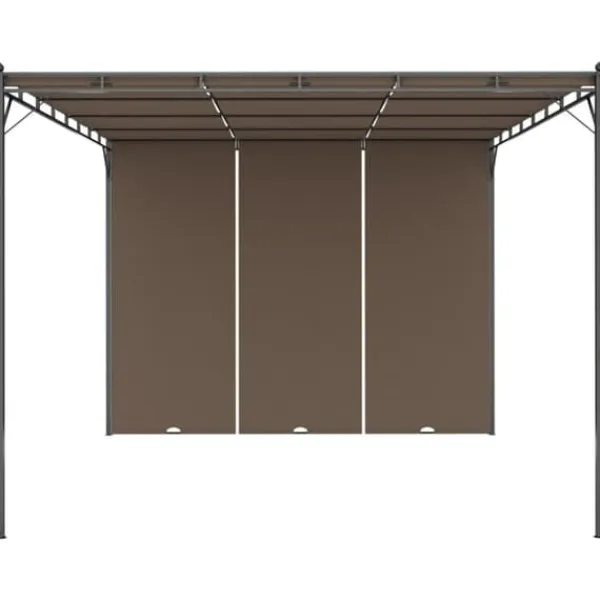 Discount The Living Store Trädgårdspaviljong med draperier 4x3x2,25 m taupe - Partytält & paviljoner Valvbågar, Spaljéer, Bersåer & Pergolor