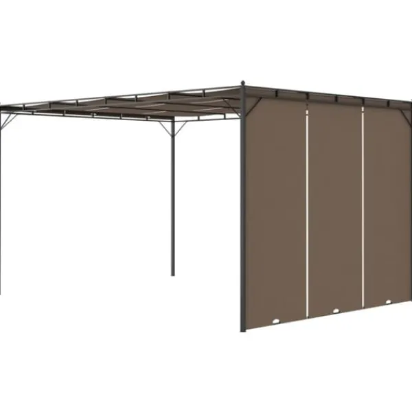 Discount The Living Store Trädgårdspaviljong med draperier 4x3x2,25 m taupe - Partytält & paviljoner Valvbågar, Spaljéer, Bersåer & Pergolor
