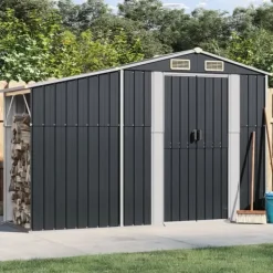 Hot The Living Store Trädgårdsskjul antracit 277x93x179 cm galvaniserat stål - Förråd & Redskapsbodar Skjul, Garage & Carports