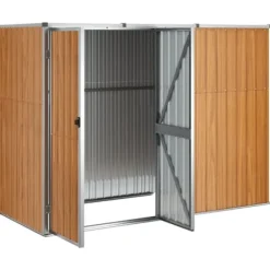 The Living Store Trädgårdsskjul brun 225x89x161 cm galvaniserat stål - Förråd & Redskapsbodar