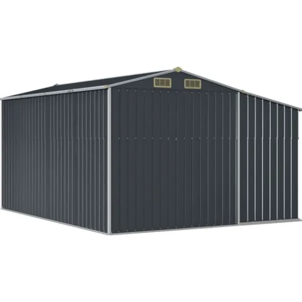 New The Living Store Trädgårdsskjul antracit 277x365,5x179 cm galvaniserat stål - Förråd & Redskapsbodar Skjul, Garage & Carports