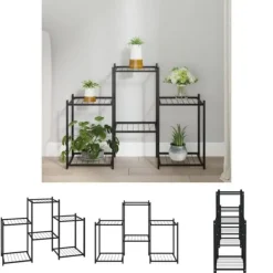 Discount The Living Store Växtställ 83x25x60 cm svart järn - Växtställ Växtställ