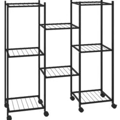 Hot The Living Store Växtställ på hjul 83x25x83,5 cm svart järn - Växtställ Växtställ