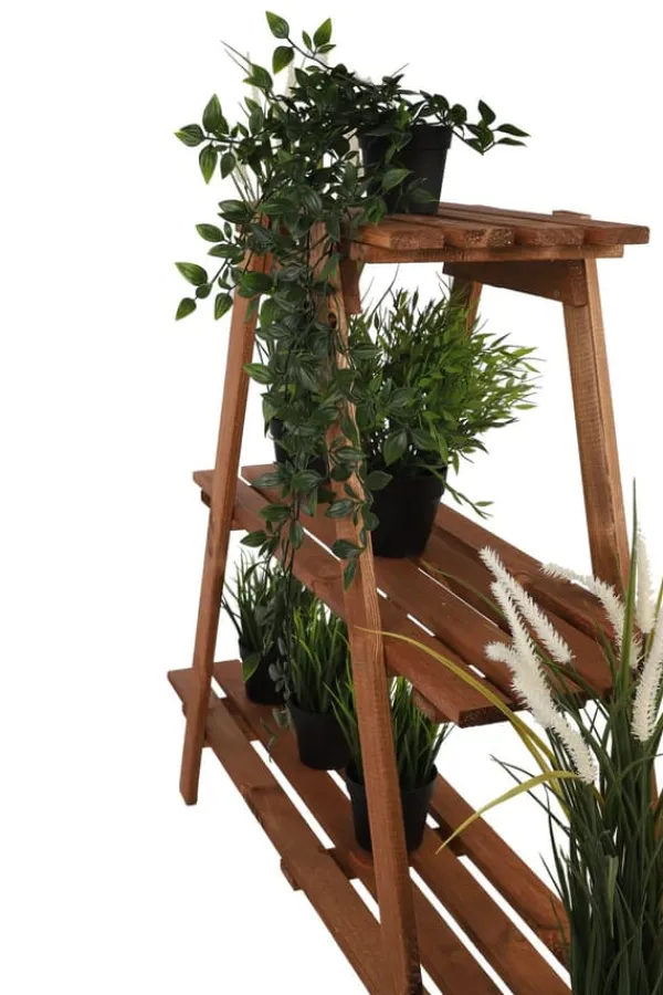 Trä blomsterställning 79x101x26 cm - RP/ 3-nivå/ Brun