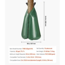 Clearance Trädbevattningspåse, 12-pack 75,7 L 5-9 timmars långsam frigivning, PVC Bevattning