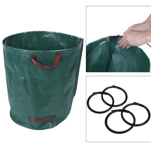 Discount Trädgårdsavfallspåse - TBEST - 4st - 270L - Stark polypropen - Flexibel tejp Kompostering