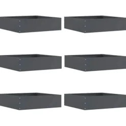 vidaXL Trädgårdsbeklädnad i stål - - Antracit - 50x50x13 cm - Set om 6 stycken - Hållbar - Lätt installation