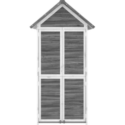 Hot Trädgårdsbod i massiv furu - Förvaringslösning för trädgårdsredskap | Färg: Grå | Storlek: 89x52,5x175 cm Skjul, Garage & Carports