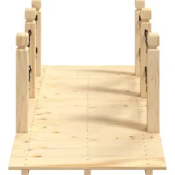 Discount Trädgårdsbro med kedjeräcken i massivt granträ | Storlek: 150x67x56 cm | Färg: Naturlig träton Trädgårdsbroar