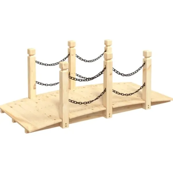 Trädgårdsbroar - Living Trädgårdsbro med kedjeräcken 150x67x56cm massivt granträ Trädgårdsbroar