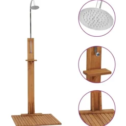 New Trädgårdsdusch 75x75x210 cm massiv teak Spa & Utomhusbad