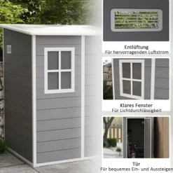 Discount Trädgårdsförråd, 122x149x192/177 cm, Grå Skjul, Garage & Carports