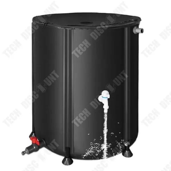 Trädgårdsförvaringskärl - TECH DISCOUNT - 190L - Fällbar PVC - ABS-kran - Antikollisionsnät