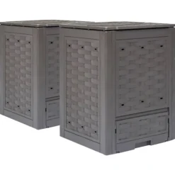 vidaXL Trädgårdskompost 2 st brun 60x60x83 cm 600 L plastrotting