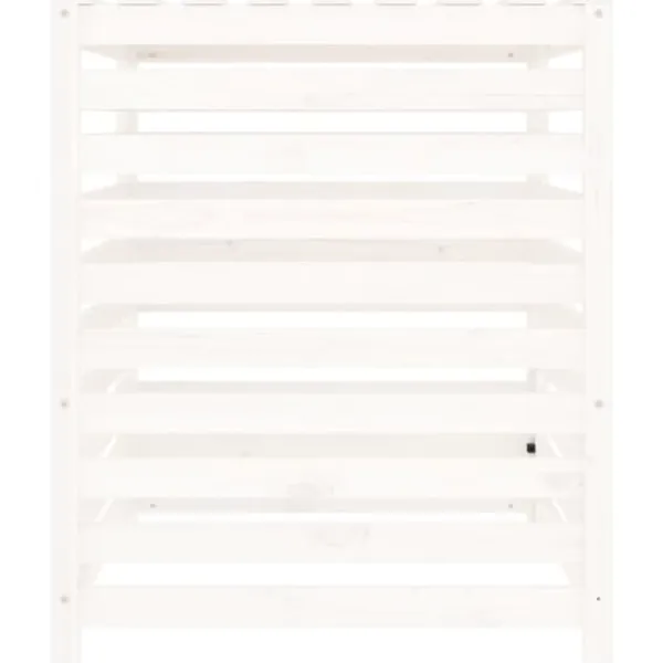 Trädgårdskompost av massiv furu - Hög kapacitet med praktiskt lock | Storlek: 82,5x82,5x99,5 cm | Färg: Vit Kompostering