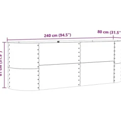 Trädgårdsodlingslåda i galvaniserat stål - Styrka & stil | Färg: Grön | Storlek: 240x80x81 cm Planteringsbänkar