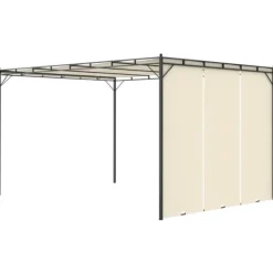 vidaXL Trädgårdspaviljong med draperier 4x3x2,25 m gräddvit