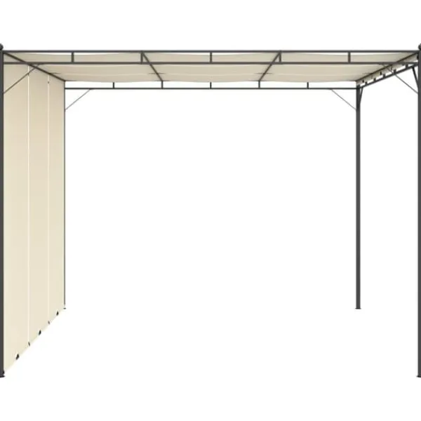 Trädgårdspaviljong med draperier 3x3 m - Solskydd för utomhusbruk | Färg: Gräddvit | Storlek: 3x3x2,25 m