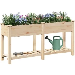 vidaXL Trädgårdsplanterare Beige 161,5 x 45 x 76,5 cm Massivt Furu
